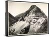 View of Two Railroad Trains on Tracks Along a Mountain, Presumably on or Near the Panama Canal,…-Byron Company-Stretched Canvas