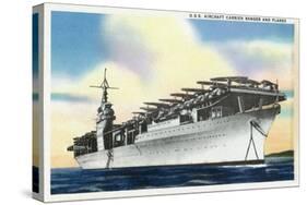 View of Uss Ranger Aircraft Carrier and Planes-Lantern Press-Stretched Canvas