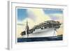 View of Uss Ranger Aircraft Carrier and Planes-Lantern Press-Framed Art Print