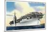 View of Uss Ranger Aircraft Carrier and Planes-Lantern Press-Mounted Art Print