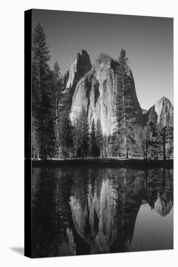 View of Valley's Sheer Rock with Pond, Yosemite National Park, California, USA-Paul Souders-Stretched Canvas