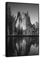 View of Valley's Sheer Rock with Pond, Yosemite National Park, California, USA-Paul Souders-Framed Stretched Canvas