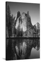 View of Valley's Sheer Rock with Pond, Yosemite National Park, California, USA-Paul Souders-Stretched Canvas