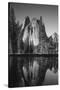 View of Valley's Sheer Rock with Pond, Yosemite National Park, California, USA-Paul Souders-Stretched Canvas