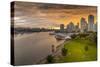 View of Vancouver skyline and False Creek as viewed from Cambie Street Bridge, Vancouver, British C-Frank Fell-Stretched Canvas