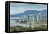 View of Vancouver skyline as viewed from Mount Pleasant District, Vancouver, British Columbia, Cana-Frank Fell-Framed Stretched Canvas