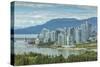 View of Vancouver skyline as viewed from Mount Pleasant District, Vancouver, British Columbia, Cana-Frank Fell-Stretched Canvas