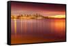 View of Vancouver Skyline from North Vancouver at sunset, British Columbia, Canada, North America-Frank Fell-Framed Stretched Canvas