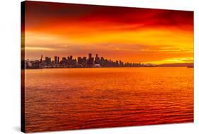 View of Vancouver Skyline from North Vancouver at sunset, British Columbia, Canada, North America-Frank Fell-Stretched Canvas