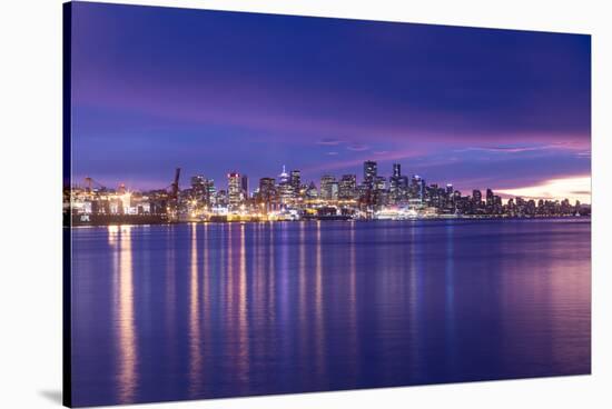View of Vancouver Skyline from North Vancouver at sunset, British Columbia, Canada, North America-Frank Fell-Stretched Canvas