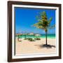 View of Varadero Beach in Cuba with a Coconut Tree, Umbrellas and a Beautiful Turquoise Ocean-Kamira-Framed Photographic Print