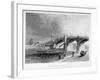 View of Vauxhall Bridge with a Steamboat on the Thames, London, C1847-null-Framed Giclee Print