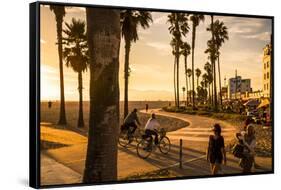 View Of Venice Beach And Boardwalk During Sunset-Axel Brunst-Framed Stretched Canvas