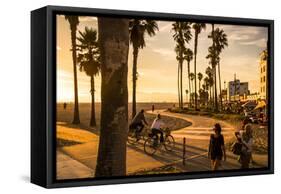 View Of Venice Beach And Boardwalk During Sunset-Axel Brunst-Framed Stretched Canvas