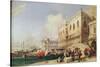 View of Venice. the Riva Degli Schiavoni and the Doge's Palace-Richard Parkes Bonington-Stretched Canvas