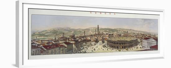 View of Verona, Engraved by L. Cherbuin (Colour Engraving) (See 130088)-P. Majocchi-Framed Premium Giclee Print