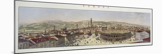 View of Verona, Engraved by L. Cherbuin (Colour Engraving) (See 130088)-P. Majocchi-Mounted Giclee Print