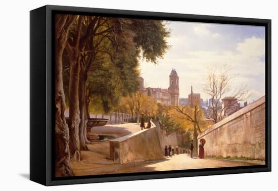 View of Viale Trinita dei Monti with Villa Medici Fountain, 1872-Carl Frederick Aagaard-Framed Stretched Canvas