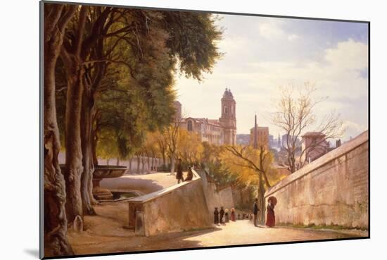 View of Viale Trinita dei Monti with Villa Medici Fountain, 1872-Carl Frederick Aagaard-Mounted Giclee Print