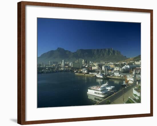 View of Victoria and Albert Waterfront with Table Mountain Behind, Cape Town, South Africa, Africa-Fraser Hall-Framed Photographic Print