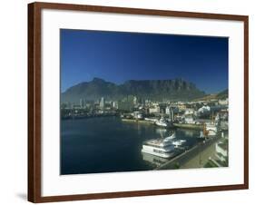 View of Victoria and Albert Waterfront with Table Mountain Behind, Cape Town, South Africa, Africa-Fraser Hall-Framed Photographic Print