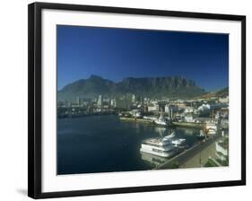 View of Victoria and Albert Waterfront with Table Mountain Behind, Cape Town, South Africa, Africa-Fraser Hall-Framed Photographic Print