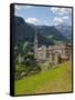 View of Village and Church, La Plie Pieve, Belluno Province, Dolomites, Italy, Europe-Frank Fell-Framed Stretched Canvas