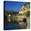 View of Village and Dordogne River, La Roque Gageac, Dordogne, Aquitaine, France, Europe-Stuart Black-Stretched Canvas