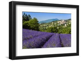 View of Village of Aurel with Field of Lavander in Bloom, Provence, France-Stefano Politi Markovina-Framed Photographic Print