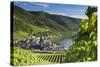 View of vineyards and River Moselle, Bernkastel-Kues, Rhineland-Palatinate, Germany, Europe-Ian Trower-Stretched Canvas