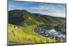 View of vineyards and River Moselle, Bernkastel-Kues, Rhineland-Palatinate, Germany-Ian Trower-Mounted Photographic Print