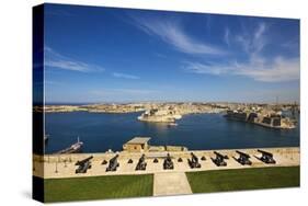 View of Vittoriosa and Senglea from Upper Barrakka Gardens-Massimo Borchi-Stretched Canvas