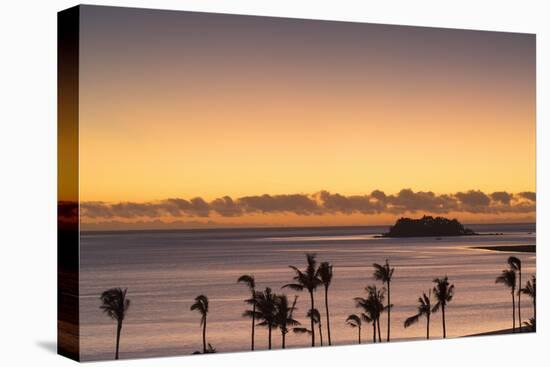 View of Wadigi Island at Sunset, Mamanuca Islands, Fiji-Ian Trower-Stretched Canvas