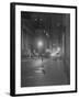 View of Wall Street Offices Working at Night-null-Framed Photographic Print