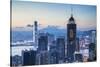 View of Wan Chai and Kowloon at Dusk, Hong Kong-Ian Trower-Stretched Canvas