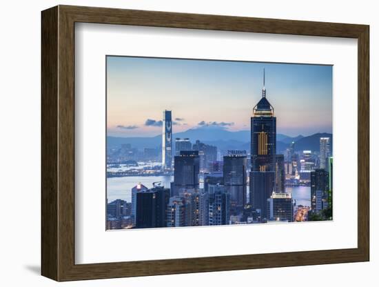 View of Wan Chai and Kowloon at Dusk, Hong Kong-Ian Trower-Framed Photographic Print