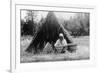 View of Washoe Native Woman Basket Weaving - Stewart, NV-Lantern Press-Framed Premium Giclee Print