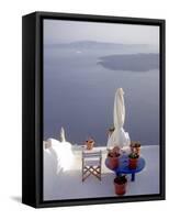 View of Water, Santorini, Greece-Connie Ricca-Framed Stretched Canvas