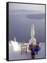 View of Water, Santorini, Greece-Connie Ricca-Framed Stretched Canvas