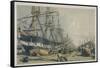 View of West India Docks from the South East, 1840-William Parrott-Framed Stretched Canvas