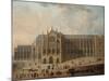 View of Westminster Abbey with Figures in the Foreground, English School, circa 1725-null-Mounted Giclee Print