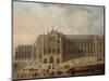 View of Westminster Abbey with Figures in the Foreground, English School, circa 1725-null-Mounted Giclee Print