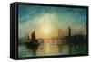 View of Westminster Bridge and the Houses of Parliament-James Francis Danby-Framed Stretched Canvas