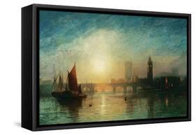 View of Westminster Bridge and the Houses of Parliament-James Francis Danby-Framed Stretched Canvas