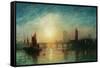 View of Westminster Bridge and the Houses of Parliament-James Francis Danby-Framed Stretched Canvas