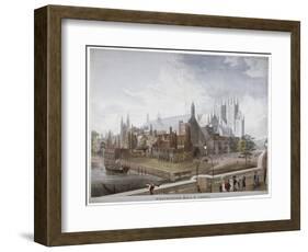 View of Westminster Hall and Abbey, from Westminster Bridge, London, 1819-Daniel Havell-Framed Giclee Print