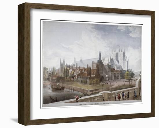 View of Westminster Hall and Abbey, from Westminster Bridge, London, 1819-Daniel Havell-Framed Giclee Print