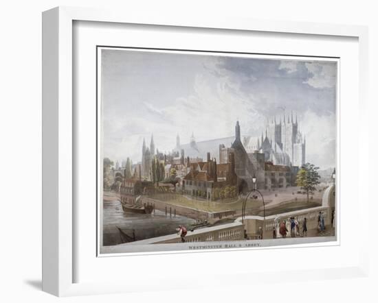 View of Westminster Hall and Abbey, from Westminster Bridge, London, 1819-Daniel Havell-Framed Giclee Print