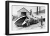 View of Whale Hunters Trimming Whale Fat - Alaska-Lantern Press-Framed Art Print