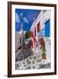 View of whitewashed cobbled street, Mykonos Town, Mykonos, Cyclades Islands, Aegean Sea-Frank Fell-Framed Photographic Print